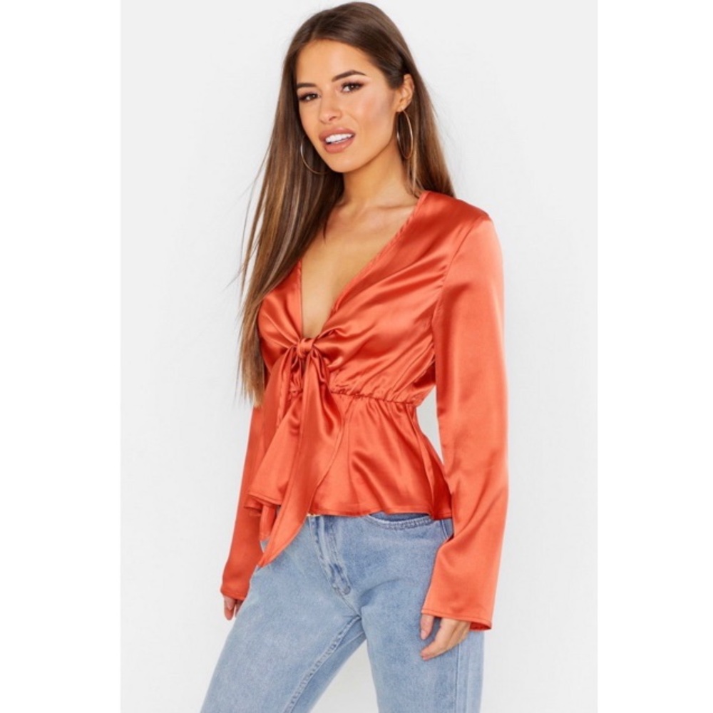 Burnt Orange Silk Blouse